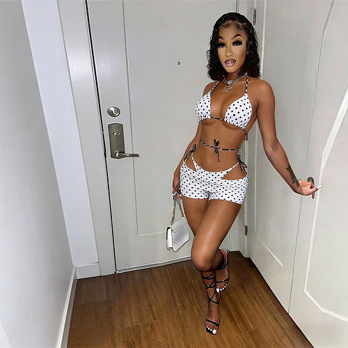 Sexy Polka Dot Bikini Three-Piece Set MEM-88696