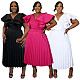 Wholesale Women Ruffled Skirt Pleated Plus Size Women Maxi Dress NNWY-8169