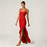 Sexy Solid-Color Split-Hem Evening Gown BY-7690