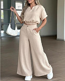 New Fashionable Loose-Fit Wide-Leg Pants With Pockets Casual Set RS-26001