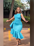 Fashionable Ruffle-Hem Fitted Midi Pencil Dress  RS-00409