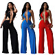 2026 Sexy Solid-Color Lace-Up Backless Bodycon Jumpsuit BY-7687