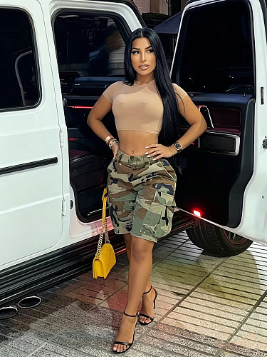 New Summer Collection Relaxed-Fit Casual Camouflage Work Shorts RS-LD1338