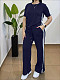 Casual Simple Side Striped T-shirt Pants Straight Two-piece Set ZAND-33519