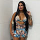New Arrival Two-Piece Set Featuring A Gradient-Print Halter Top and A Ruffled Skirt RS-26ST069