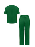 Casual Simple Side Striped T-shirt Pants Straight Two-piece Set ZAND-33519