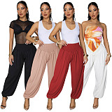 Solid Loose Lantern Pants Casual Sports Stretch Waist Trouser YF-11020