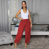 Solid Loose Lantern Pants Casual Sports Stretch Waist Trouser YF-11020