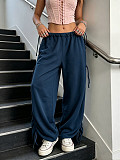 Casual High-Waisted Versatile Drapey Drawstring Loose-Fit Wide-Leg Pants RS-391543