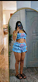 Knitted Scalloped Edge Mesh Set Summer Beach Shorts Strapless Set CM-60412