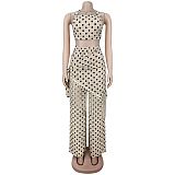 Casual Loose Slim Fringed Polka Dot Wide Leg Pants Set BY-7695
