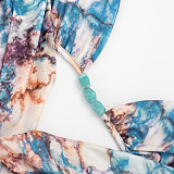 New Arrival Two-Piece Set Featuring A Gradient-Print Halter Top and A Ruffled Skirt RS-26ST069