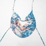 New Arrival Two-Piece Set Featuring A Gradient-Print Halter Top and A Ruffled Skirt RS-26ST069