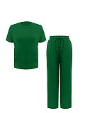 Casual Simple Side Striped T-shirt Pants Straight Two-piece Set ZAND-33519