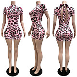 New Arrival High-Stretch Leopard-Print Backless Patchwork Jumpsuit With Straps CM-60413