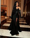 Fashionable and Sexy Strapless Heavy-Duty Sequin Patchwork Evening Gown  RS-8415