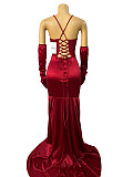Fashionable and Sexy Strapless Heavy-Duty Sequin Patchwork Evening Gown  RS-8415