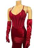 Fashionable and Sexy Strapless Heavy-Duty Sequin Patchwork Evening Gown  RS-8415