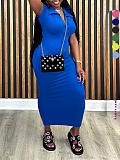 Stylish Knit Fitted Collared Short-Sleeve Bodycon Dress ZAND-31705