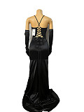 Fashionable and Sexy Strapless Heavy-Duty Sequin Patchwork Evening Gown  RS-8415