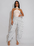 Casual and Stylish Polka-Dot Print Wide-Leg Cropped Bell-Bottom Pants YUNM-59065