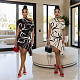 Casual Digital-Print Off-the-Shoulder Short-Sleeve Asymmetrical Dress CYA-902341