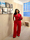 Sexy Figure-Hugging Red Short-Sleeve Set With Waist-Tied Trousers QZ-8958