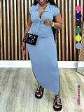 Stylish Knit Fitted Collared Short-Sleeve Bodycon Dress ZAND-31705