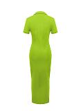 Stylish Knit Fitted Collared Short-Sleeve Bodycon Dress ZAND-31705