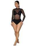 Sexy Sheer Tulle Long-Sleeve Slim-Fit Slimming Jumpsuit  PMR-TW843