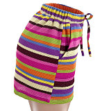 Casual Striped Collared Cardigan Short-Sleeve Shirt and Shorts Two-Piece Set SSN-211549