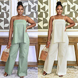 Casual Commuter Two-Piece Set Halter-Neck Split-Leg Straight-Leg Pants NY-3892