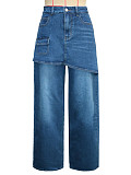 Retro Two-Piece Style High-Waisted Slimming and Flattering Wide-Leg Jeans  RS-391550