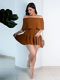 Sexy Summer Solid-Color Off-the-Shoulder Mini Skirt With Anti-Exposure Design  PMR-TW836