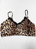 Fashionable Leopard-Print Sexy Bra and Lace Cropped Shorts Set RS-TW842