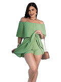 Sexy Summer Solid-Color Off-the-Shoulder Mini Skirt With Anti-Exposure Design  PMR-TW836