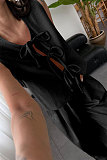 Casual Loose-Fitting 100% Cotton Sleeveless Tie-Front Top and Long Pants Set SSN-211499