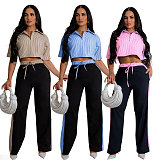 2026 Casual Loose-Fit Striped Shirt and Straight-Leg Pants Set SSN-211465