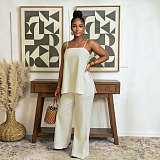 Casual Commuter Two-Piece Set Halter-Neck Split-Leg Straight-Leg Pants NY-3892