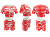 Fashionable Houndstooth Short-Sleeve Top and Shorts Set RS-3076