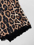 Fashionable Leopard-Print Sexy Bra and Lace Cropped Shorts Set RS-TW842