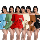 Sexy Summer Solid-Color Off-the-Shoulder Mini Skirt With Anti-Exposure Design  PMR-TW836