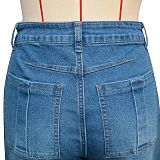 Retro Two-Piece Style High-Waisted Slimming and Flattering Wide-Leg Jeans  RS-391550