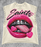 2026 Casual Lip-Print Studded Tank Top FC-1428