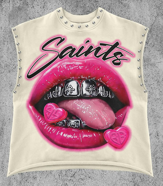 2026 Casual Lip-Print Studded Tank Top FC-1428