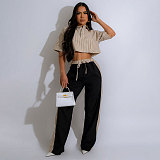 2026 Casual Loose-Fit Striped Shirt and Straight-Leg Pants Set SSN-211465