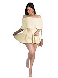 Sexy Summer Solid-Color Off-the-Shoulder Mini Skirt With Anti-Exposure Design  PMR-TW836