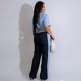 2026 Casual Loose-Fit Striped Shirt and Straight-Leg Pants Set SSN-211465
