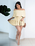 Sexy Summer Solid-Color Off-the-Shoulder Mini Skirt With Anti-Exposure Design  PMR-TW836