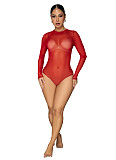 Sexy Sheer Tulle Long-Sleeve Slim-Fit Slimming Jumpsuit  PMR-TW843